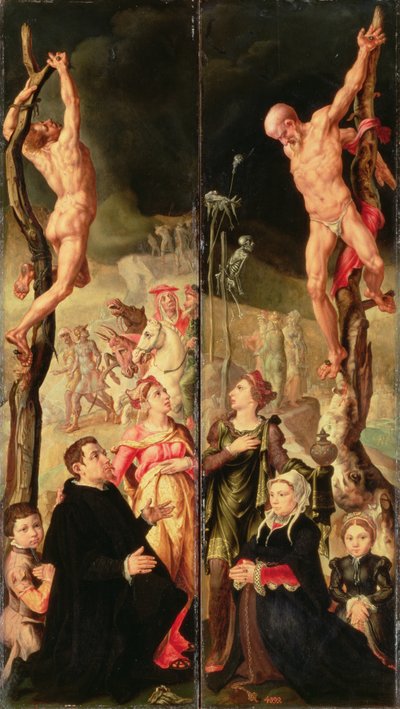 Calvario, pannelli laterali di un trittico da Maerten van Heemskerck